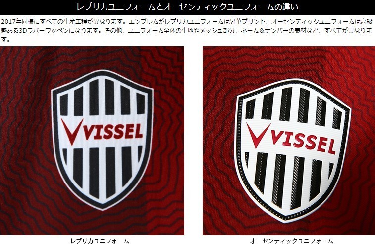 2018年版ユニフォームの種類: ヴィッセル神戸の2018年版レプリカ 2018年版ユニフォームの種類: ヴィッセル神戸の2018年版レプリカ